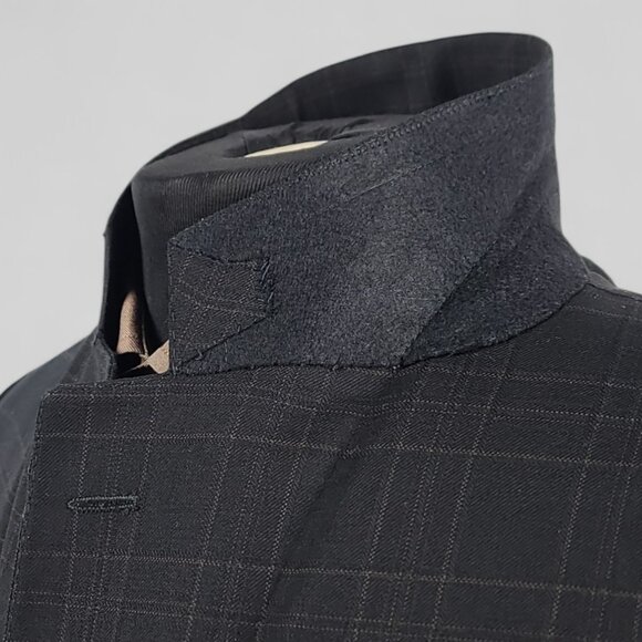 Zanella 100% Virgin Wool Sports Coat Blazer, Black w/ Brown Pattern 46L - Picture 8 of 15